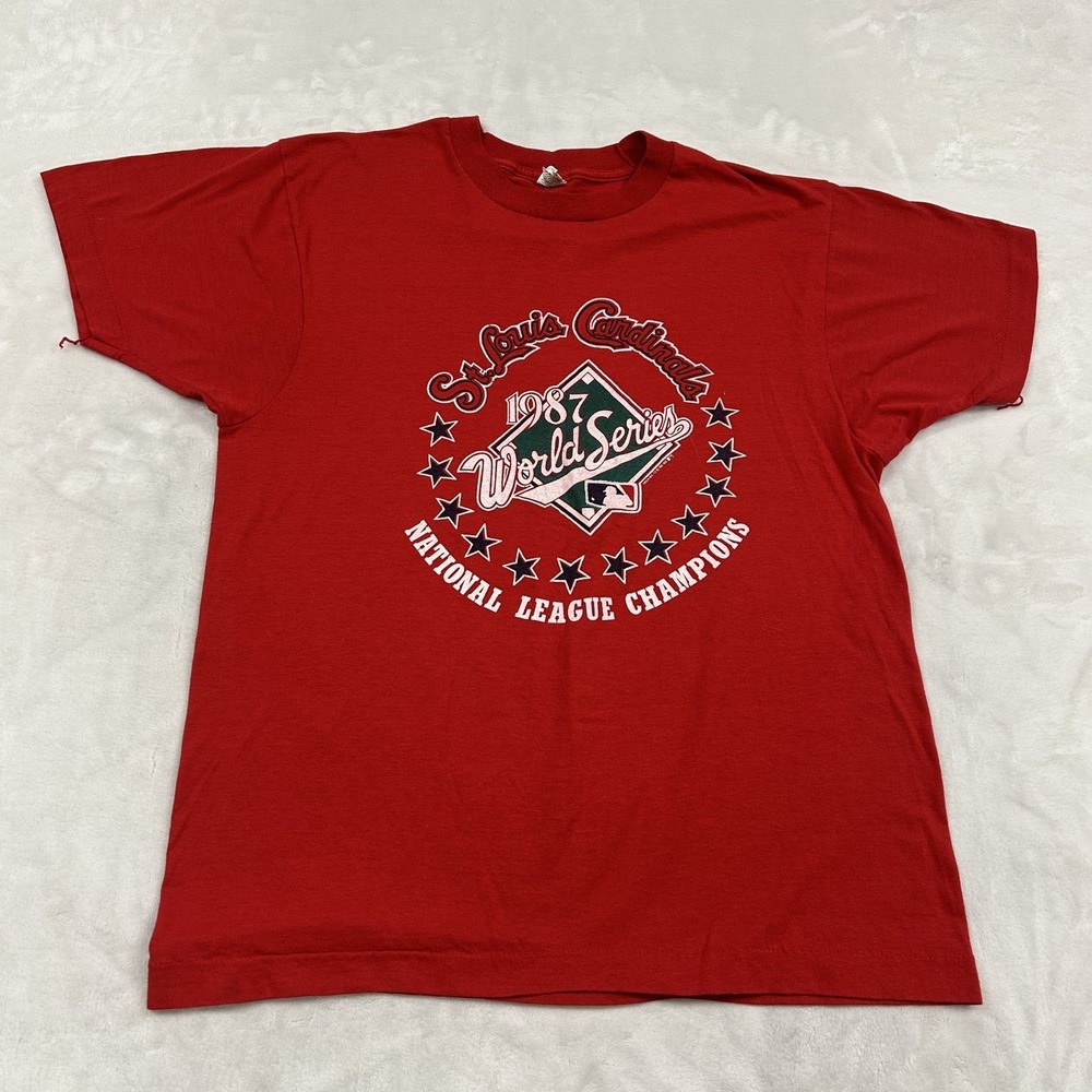 Screen Stars T-Shirt Mens L Red 1987 St Louis Cardinals World Series Champions